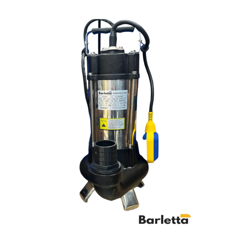 BOMBA SUMERGIBLE V1100F 1.5 hp 220 VT, BARLETTA 2&quot; paso de sólido 50 mm